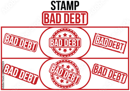 Bad Debt Red Rubber Stamp set vector design.