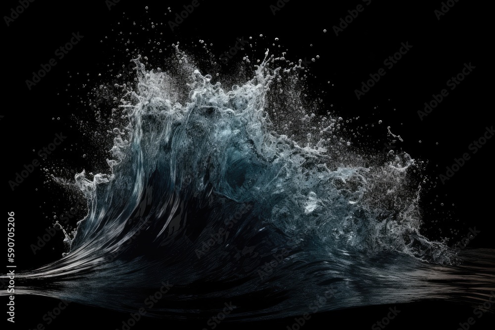 Isolated Sea Wave Captured In Slow Motion, Showing The Intricate Details Of Its Shape And Movement. Generative AI