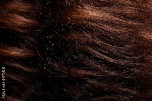 Background With Damaged, Unruly Women's Brown Hair In Close-Up. Generative AI