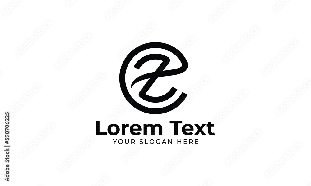 Modern initial letter ez, ez overlapping abstract design, monogram logo, black color on white background Modern initial letter ez, ez overlapping abstract design, monogram logo, black color on white background