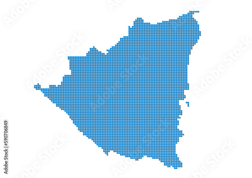 An abstract representation of Nicaragua, vector Nicaragua map made using a mosaic of blue dots with shadows. Illlustration suitable for digital editing and large size prints. 