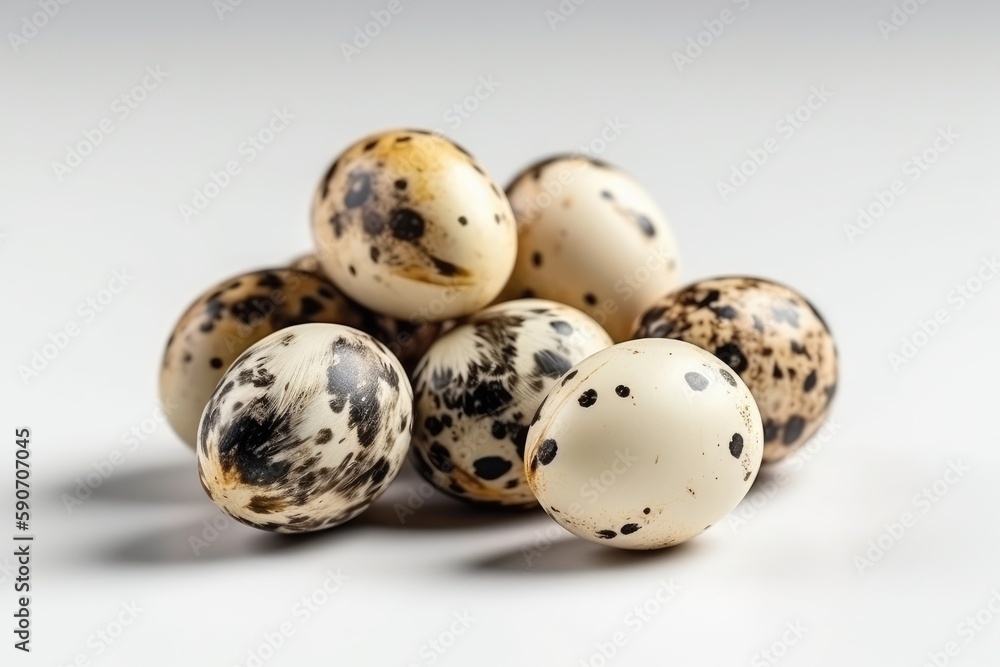 Quail Egg On White Background. Generative AI