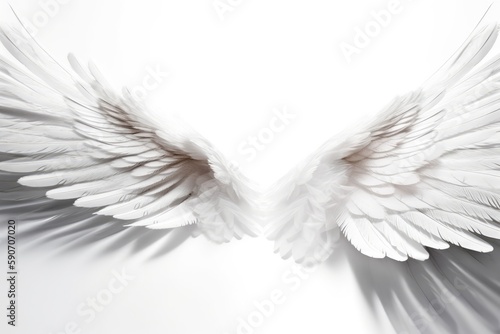 Wings Of Angel On White Background. Generative AI
