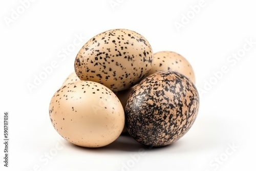 Ostrich Eggs On White Background. Generative AI