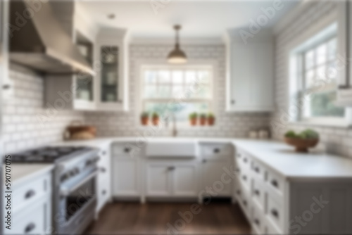 Traditional Kitchen, A Blurry Picture For Your Design. Generative AI