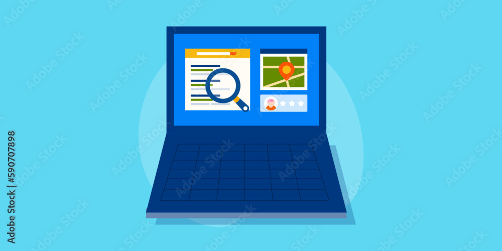 Local business map location and Seo marketing conceptual vector illustration. Local business map location and Seo marketing conceptual vector illustration.