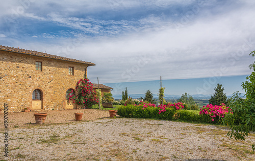 italian farmhouse. Tuscany agritourism house, Gambassi Terme, Firenze province, Tuscany region - Italy photo