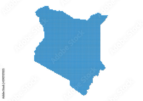 An abstract representation of Kenya, vector Kenya map made using a mosaic of blue dots with shadows. Illlustration suitable for digital editing and large size prints. 