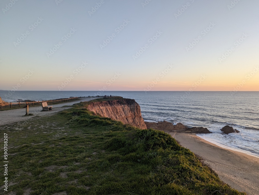 sunset over the Pacific Ocean, sunset in Half Moon Bay State Beach