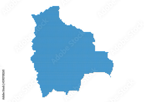 An abstract representation of Bolivia, vector Bolivia map made using a mosaic of blue dots with shadows. Illlustration suitable for digital editing and large size prints. 