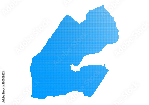 An abstract representation of Djibouti, vector Djibouti map made using a mosaic of blue dots with shadows. Illlustration suitable for digital editing and large size prints. 