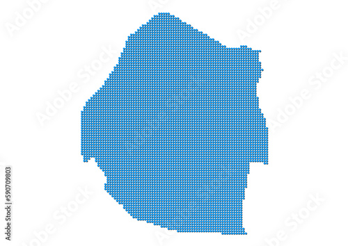 An abstract representation of eSwatini, vector eSwatini map made using a mosaic of blue dots with shadows. Illlustration suitable for digital editing and large size prints. 