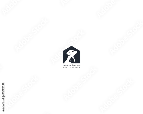 Dog and cat logo design template vector, line of pet logo design suitable for pet shop, store, cafe, business, hotel, veterinary clinic, Domestic animal vector illustration logotype, sign, symbol.