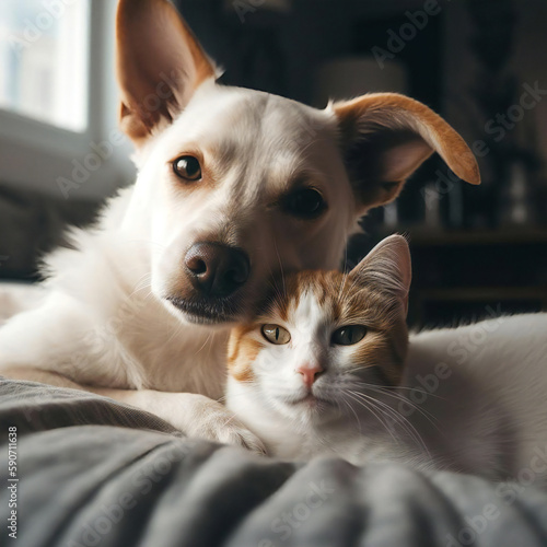                      _Cuddly cat and dog_Generative AI