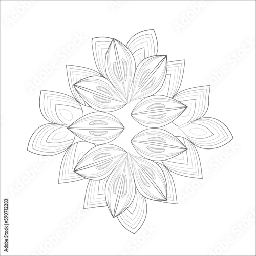 Fototapeta Naklejka Na Ścianę i Meble -  Printable Doodle flowers in monochrome for coloring page, cover, wedding invitation, greeting card, wall art isolated on white background. Hand drawn sketch for adult anti stress coloring page.