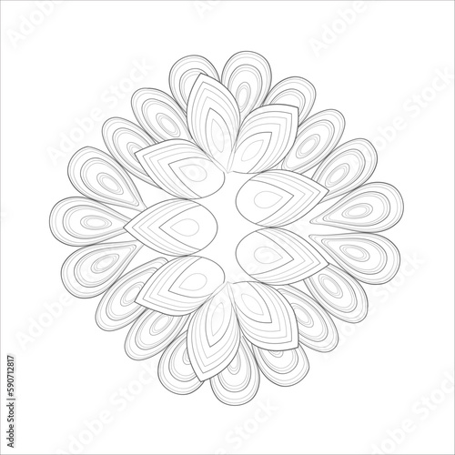 Fototapeta Naklejka Na Ścianę i Meble -  Printable Doodle flowers in monochrome for coloring page, cover, wedding invitation, greeting card, wall art isolated on white background. Hand drawn sketch for adult anti stress coloring page.
