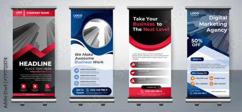 Business Roll Up Set. Stand Banner Template, Abstract banner Background vector, flyer, presentation, leaflet, j-flag, x-stand, x-banner, exhibition display