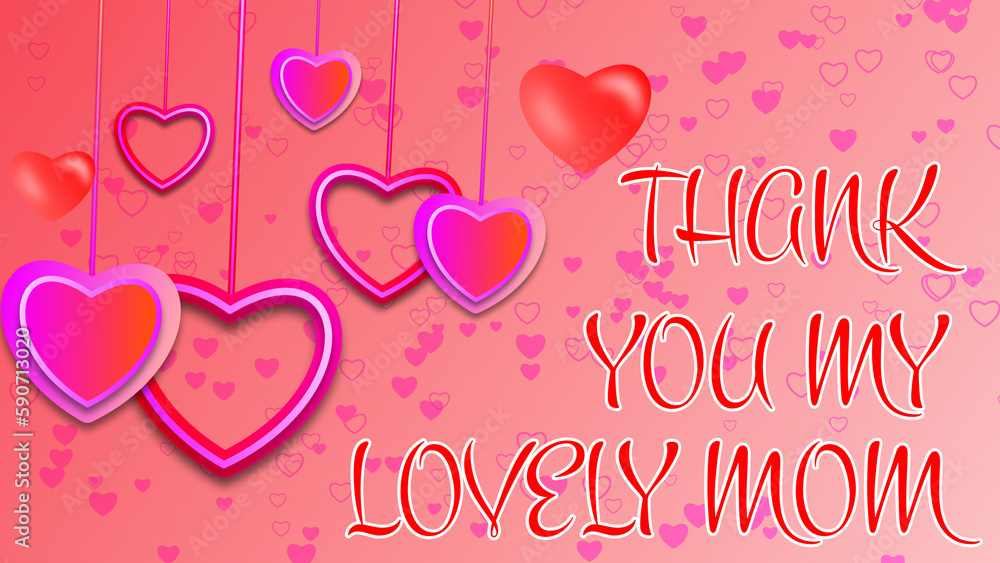 thank you my lovely mom on swinging heart background