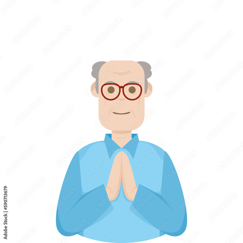 The Elderly Seventies Grandfather Character Face Old Man Smile The Elderly Seventies Grandfather Character Face Old Man Smile