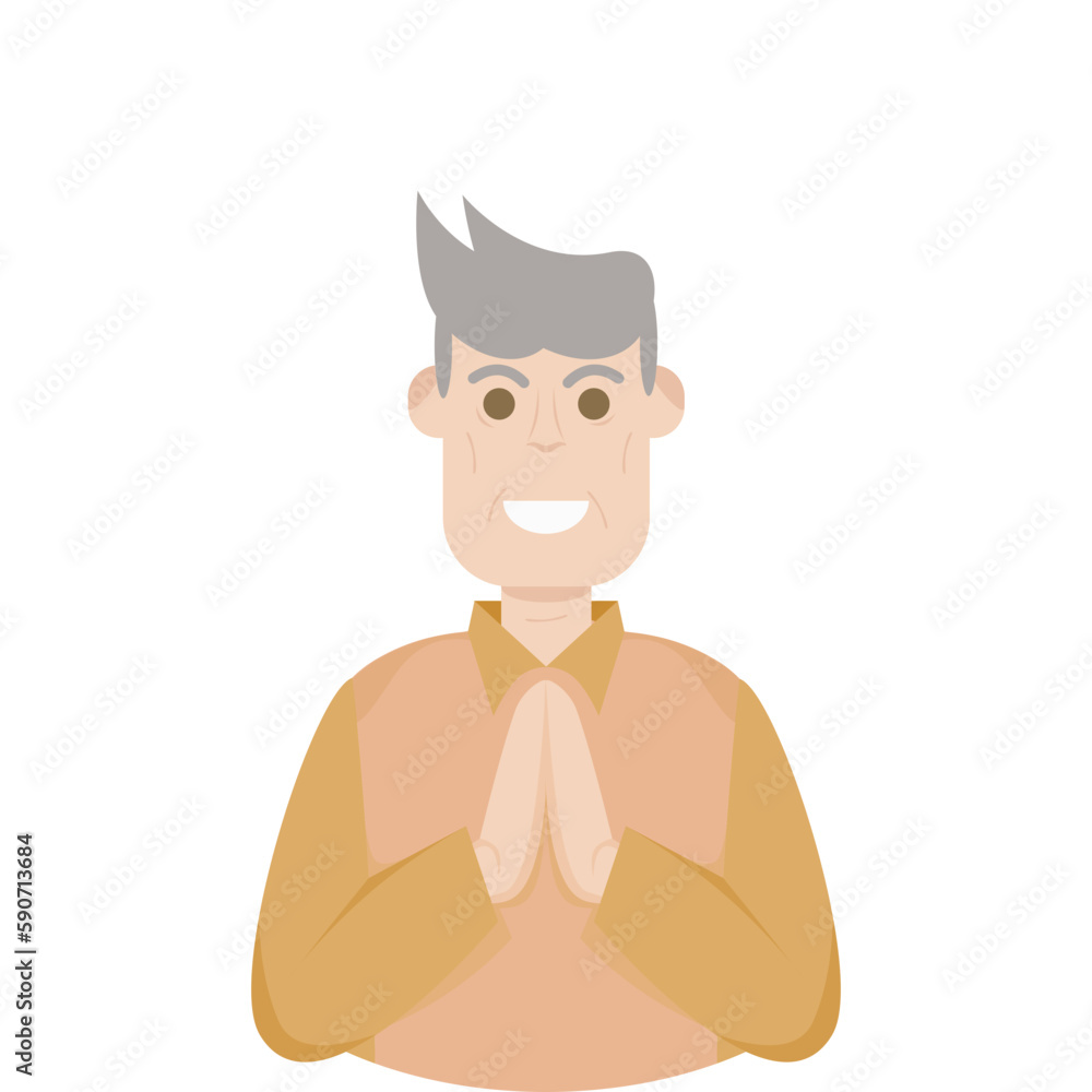 The Elderly Seventies Grandfather Character Face Old Man Smile The Elderly Seventies Grandfather Character Face Old Man Smile