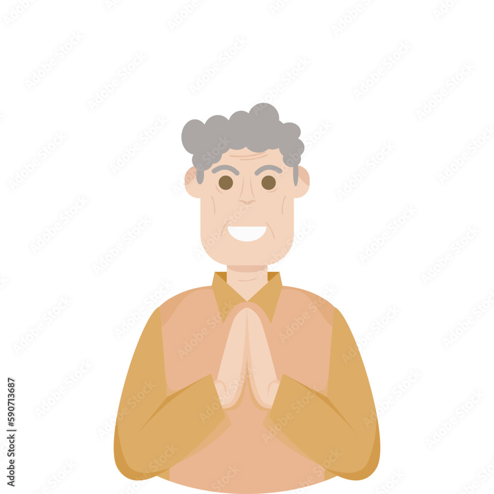Obraz premium The Elderly Seventies Grandfather Character Face Old Man Smile