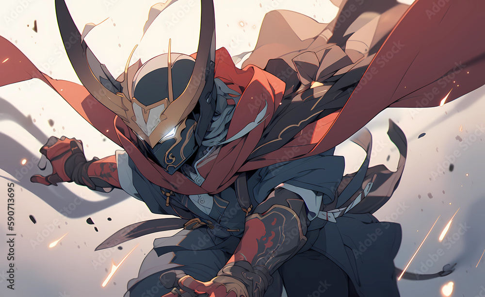 future asian hero, anime art style. generative AI Stock Illustration ...