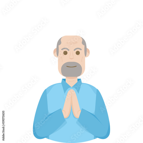 The Elderly Seventies Grandfather Character Face Old Man Smile