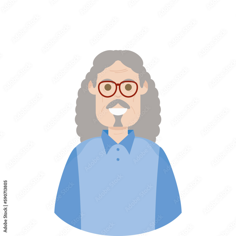 The Elderly Seventies Grandfather Character Face Old Man Smile The Elderly Seventies Grandfather Character Face Old Man Smile
