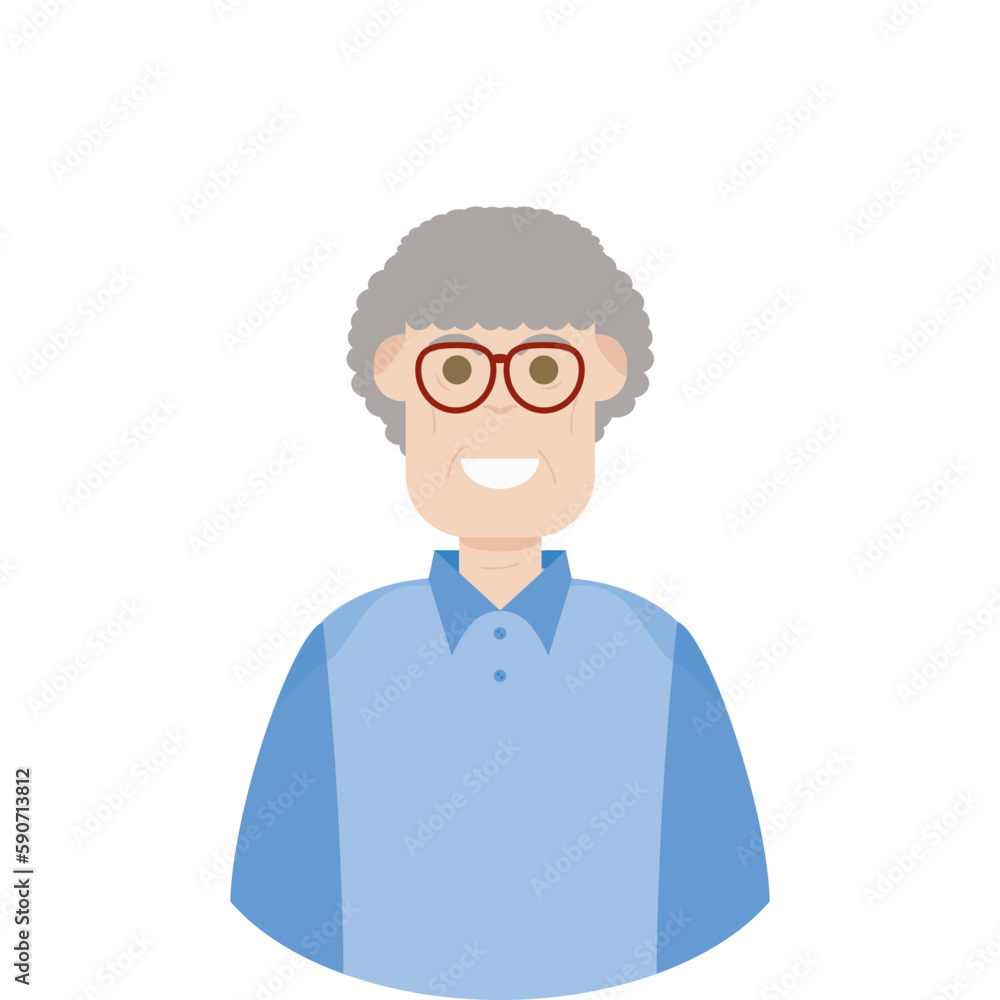 The Elderly Seventies Grandfather Character Face Old Man Smile The Elderly Seventies Grandfather Character Face Old Man Smile