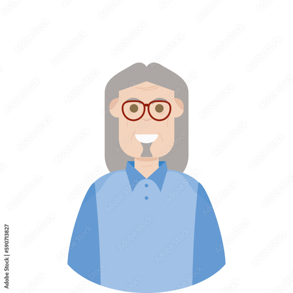 The Elderly Seventies Grandfather Character Face Old Man Smile The Elderly Seventies Grandfather Character Face Old Man Smile