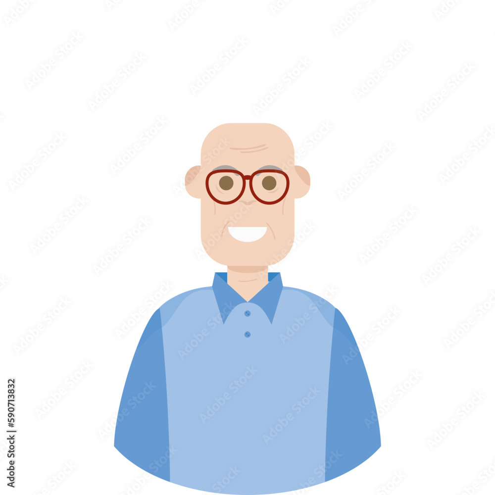 Fototapeta premium The Elderly Seventies Grandfather Character Face Old Man Smile