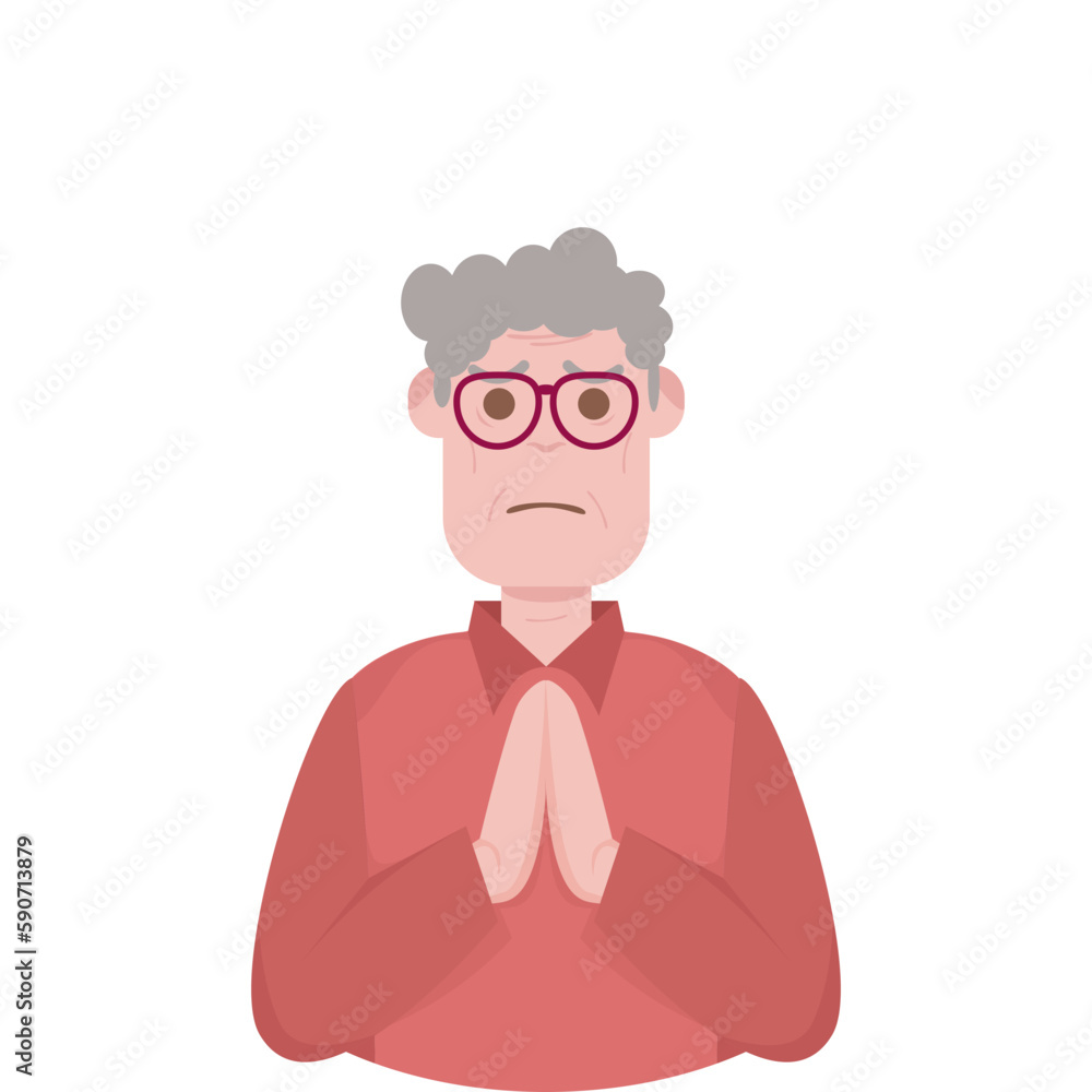 The Elderly Seventies Grandfather Character Face Old Man Smile The Elderly Seventies Grandfather Character Face Old Man Smile