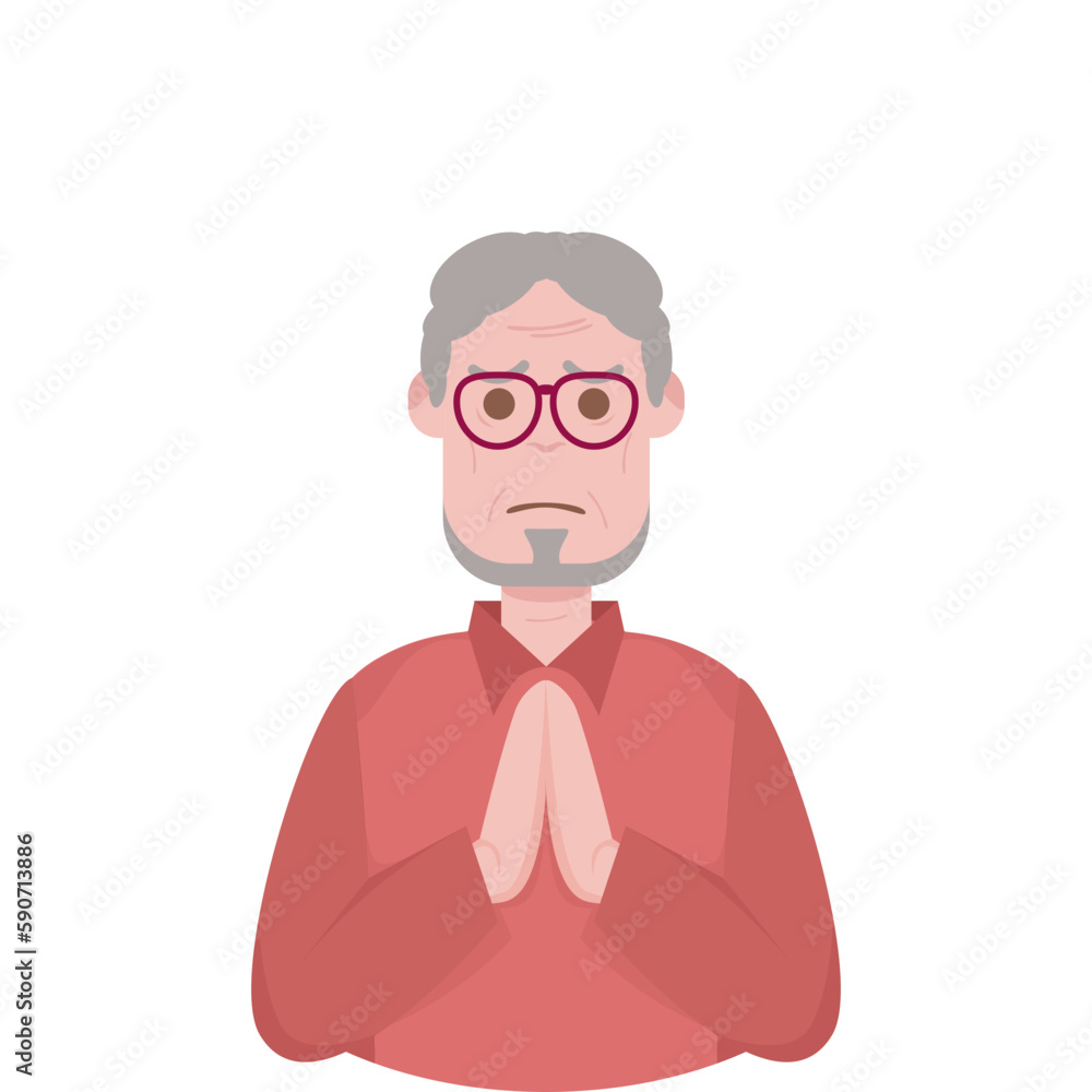 The Elderly Seventies Grandfather Character Face Old Man Smile