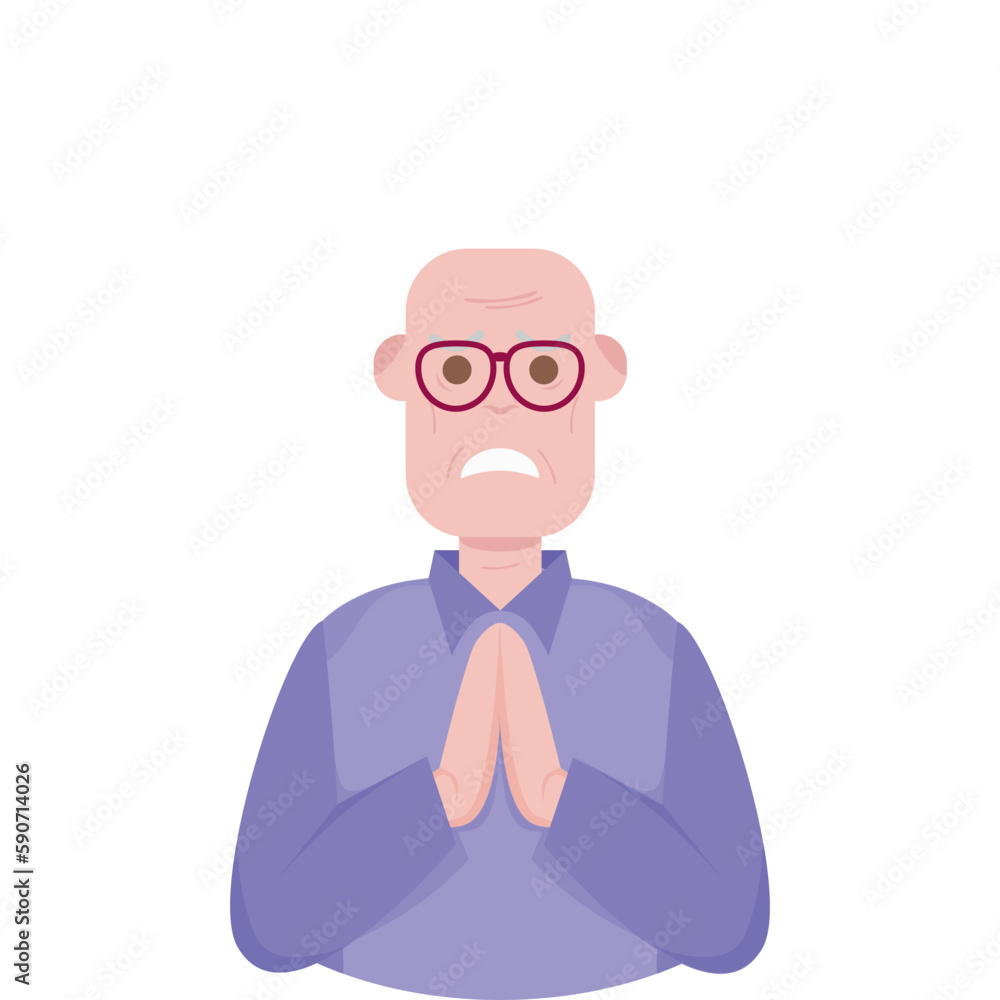 The Elderly Grandfather Lonely Alone Sad Worry Old Man
