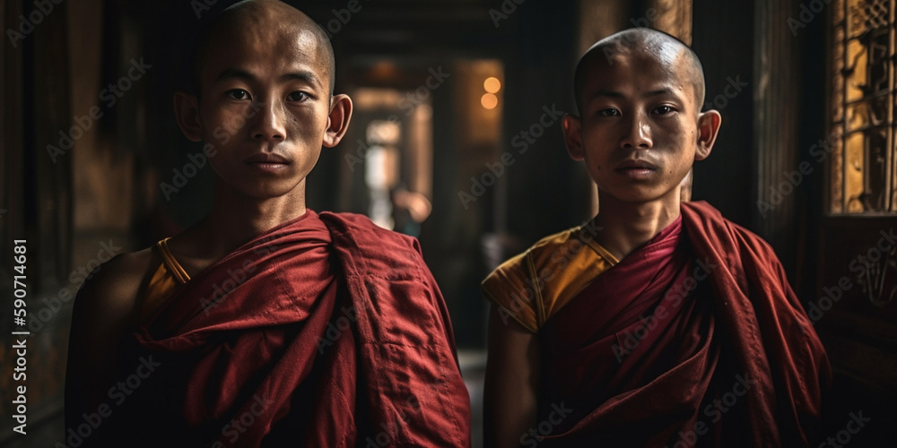 Young buddhist monks in Myanmar