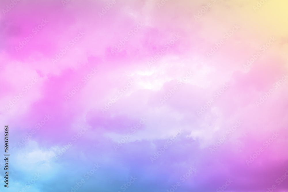 Naklejka premium Pink Blue sky and white clouds