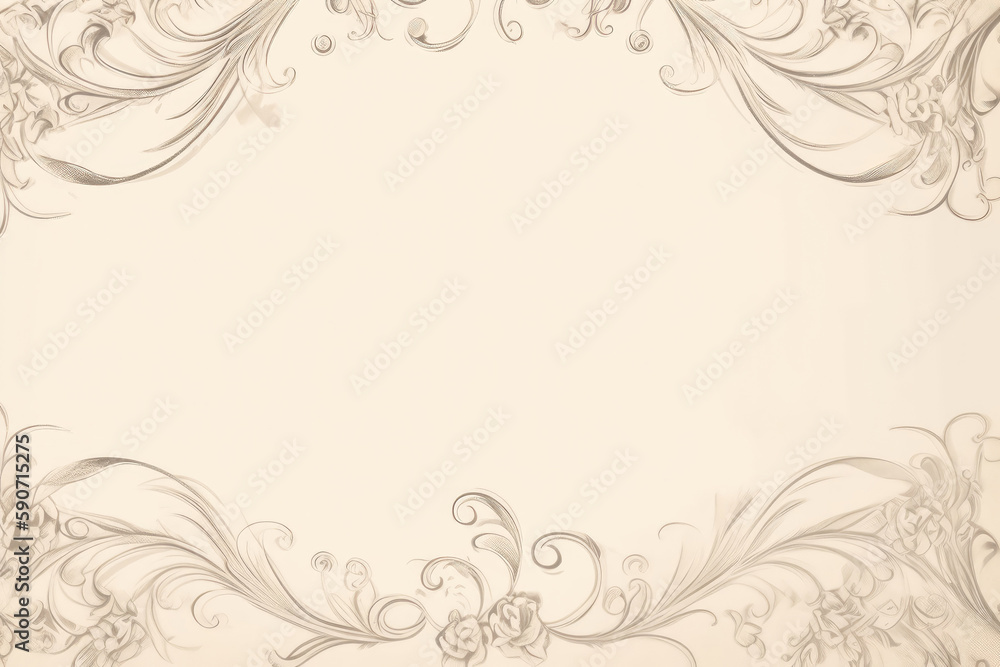 Vintage floral background with space for text or image in sepia tone. Generative AI