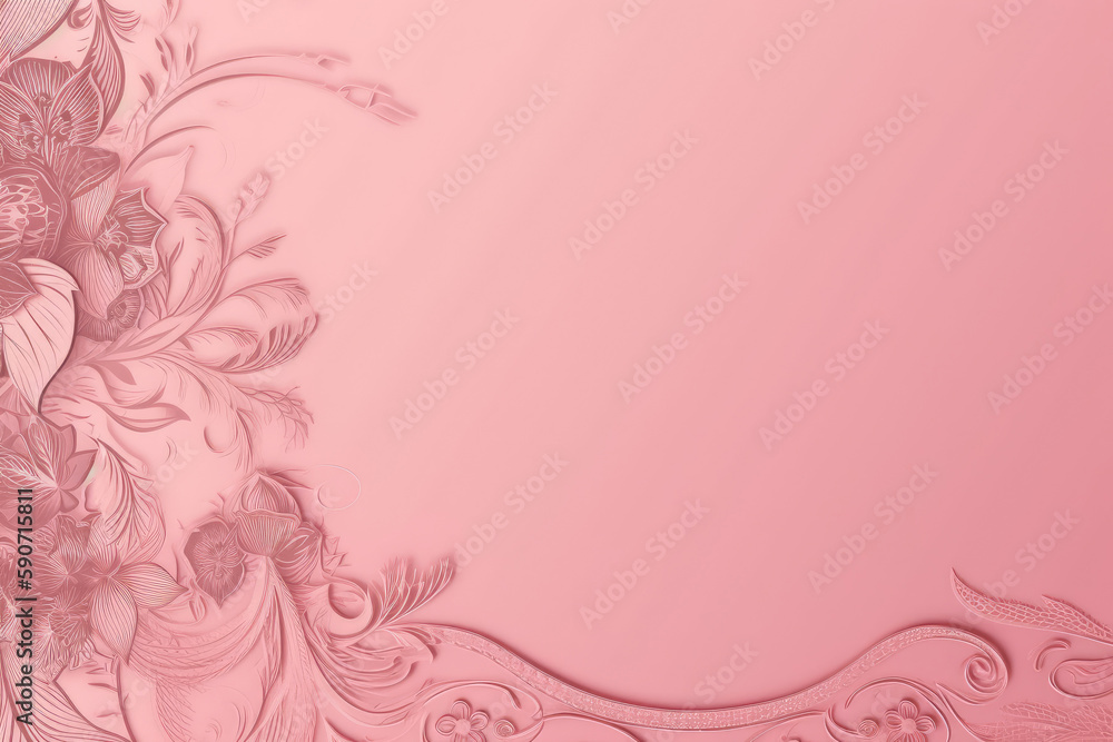 pink background with floral ornament and copy space. Generative AI