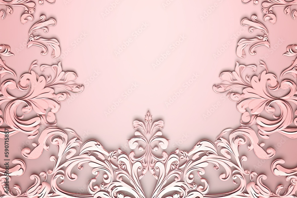 pink background with a pattern of filigree ornaments.Generative AI pink background with a pattern of filigree ornaments.Generative AI