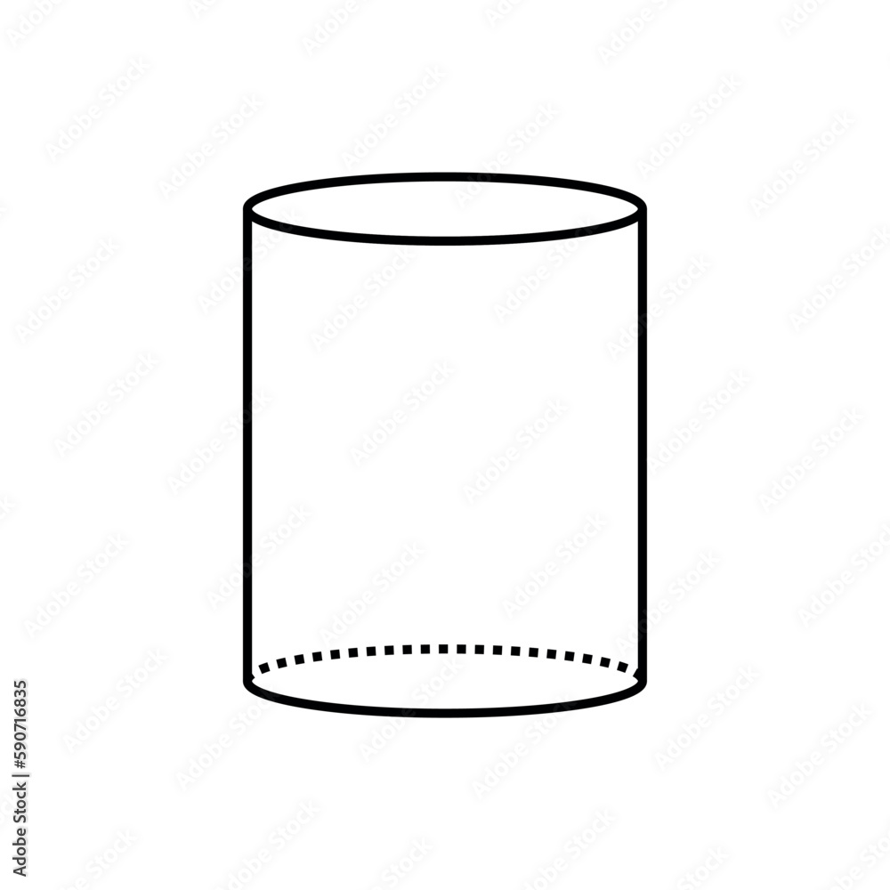 Black cylinder 3D shape in mathematics. Vector illustration isolated on white background. Black cylinder 3D shape in mathematics. Vector illustration isolated on white background.
