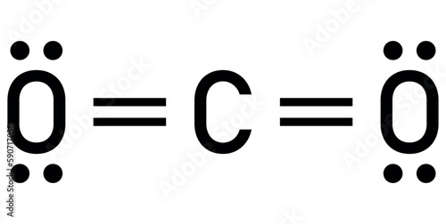 Lewis structure of carbon dioxide (CO2). Vector illustration isolated on white background.