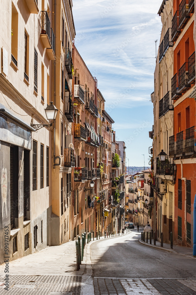 narrow street in the city of Madrid Spain
