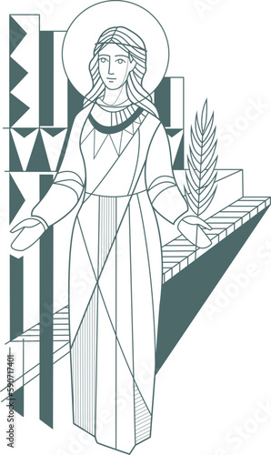 Hand drawn illustration of Saint Cecilia