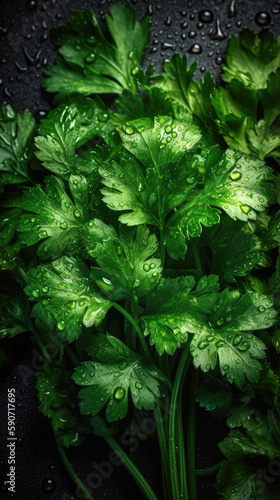 Cilantro, adorned with glis...