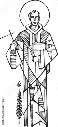 Hand drawn illustration of Saint Rogelio de Illora