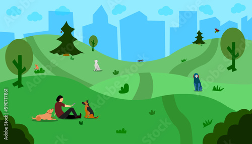 with pets at the park