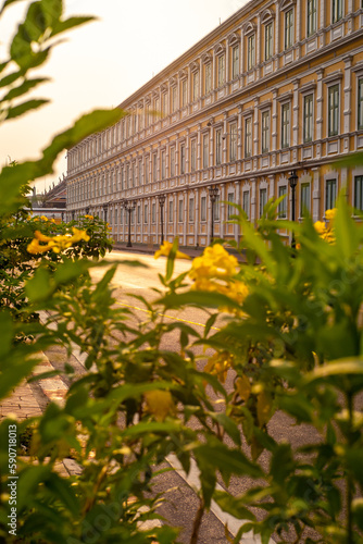 architecture of the Ministry of Defense is yellow, old, beautiful, well-known both domestically and internationally. Located in Bangkok, Thailand. photo