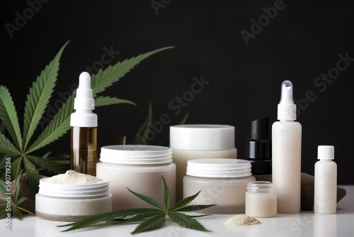 Cannabis CBD THC Beauty & Skin Care Products, Cosmetic Opportunities, from Marijuana, Generative AI © Akarat Phasura