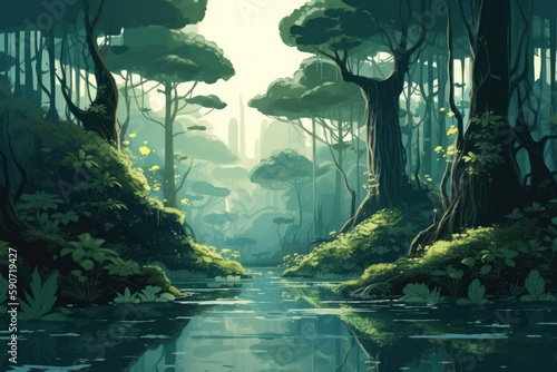 Tropical forest illustration