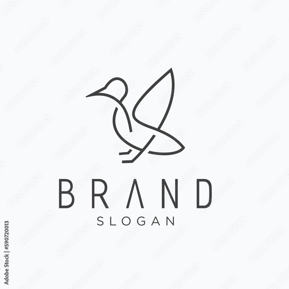Fototapeta premium Simple continuous line duck logo symbol icon vector 